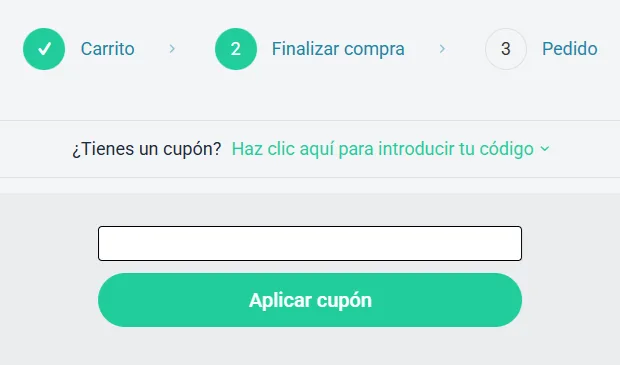 Insertar código de descuento.